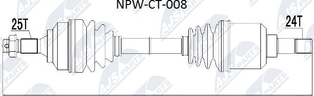 Полуось (привод в сборе, приводной вал) NTY. Артикул NPW-CT-008