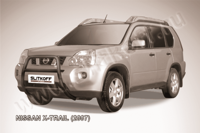 Кенгурятник Slitkoff d57 высокий ЧЕРНЫЙ матовый для Nissan X-Trail T31 2007-2010. Артикул NXT002B