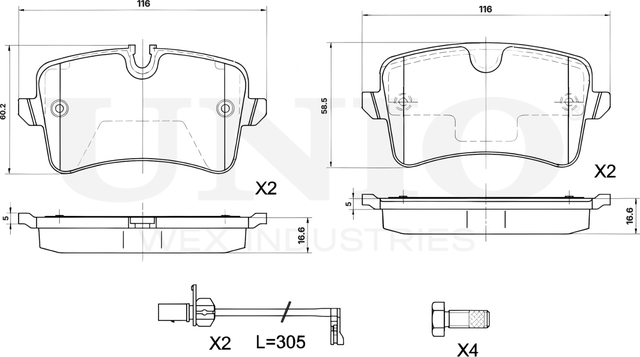 Колодки тормозные дисковые, комплект (Unio). Артикул BRP-20345