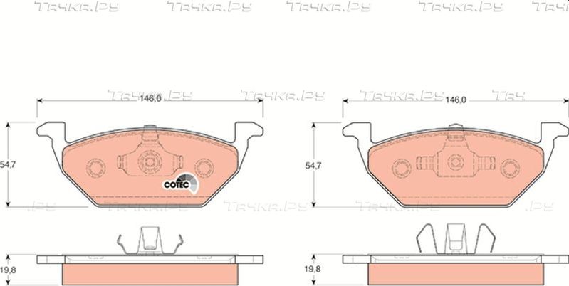 Тормозные колодки TRW COTEC передние для Volkswagen New Beetle II (A5) 2011-2019. Артикул GDB1357