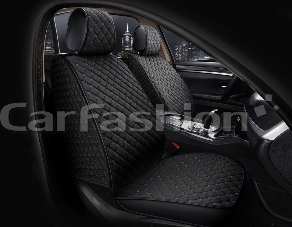 Накидки универсальные CarFashion Cube Front для авто, цвет Черный/Черный/Синий. Артикул 26168
