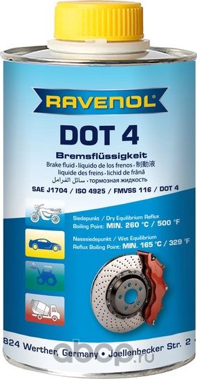 Тормозная жидкость DOT 4 0,25л (Ravenol). Артикул 1350601250