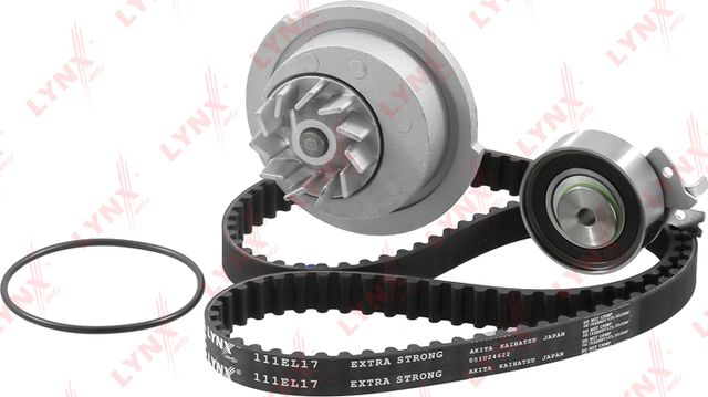 Помпа (водяной насос) с комплектом ремня ГРМ LYNXauto для Daewoo Lanos 1997-2008. Артикул PW-1003