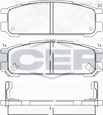 Тормозные колодки Icer задние для Subaru Legacy III 1998-2003. Артикул 181000