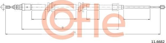 Трос ручника (тросик ручного тормоза) Cofle задний правый/левый для Renault Kangoo II 2008-2026. Артикул 11.6682