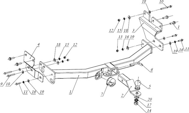 Фаркоп Bizon для Great Wall Hover H5 2011-2016 с накладкой из нержавеющей стали. Быстросъемный крюк. Артикул FA 0595-E(N)