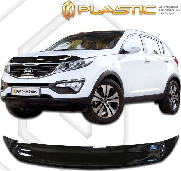 Дефлектор СА Пластик для капота (Classic черный) Kia Sportage III 2010-2015. Артикул 2010010105471
