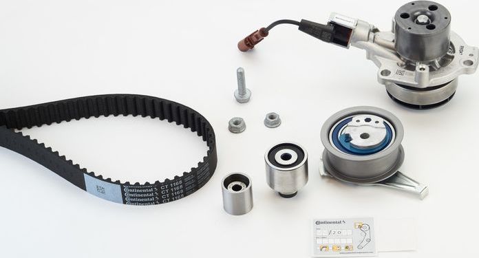 Помпа (водяной насос) с комплектом ремня ГРМ ContiTech. Артикул CT1168WP4