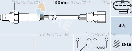 Лямбда-зонд (кислородный датчик) FAE для SEAT Arosa I 2000-2004. Артикул 77459