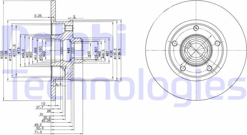 Тормозной диск Delphi. Артикул BG2714