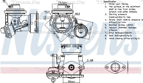 Клапан EGR (рециркуляции выхлопных газов) Nissens (алюминий) для SEAT Altea I 2004-2015. Артикул 98299