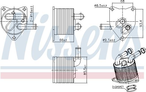 Радиатор масляный (маслоохладитель) для АКПП Nissens (алюминий). Артикул 91512