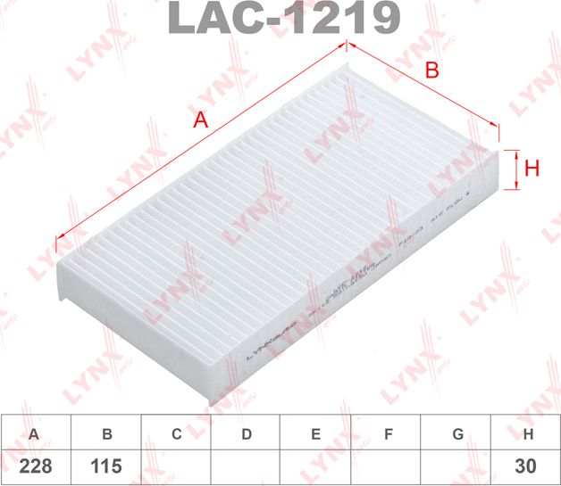 Салонный фильтр LYNXauto. Артикул LAC-1219