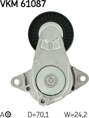 Натяжной ролик (натяжитель) приводного поликлинового ремня SKF. Артикул VKM 61087