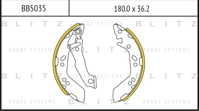 Колодки тормозные HYUNDAI ACCENT -05 1.3-1.6 задн.барабан. (Blitz). Артикул BB5035