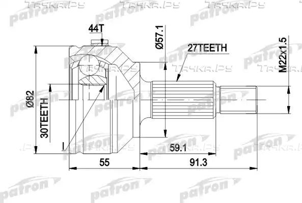 Шрус наружный (граната) Patron. Артикул PCV1201