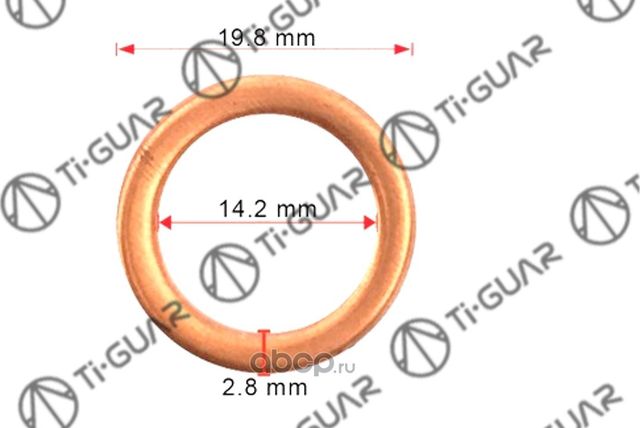 Кольцо сливной пробки TG-DPR009/MD050317 TiGUAR (TI-Guar). Артикул TGDPR009