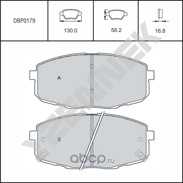 Колодки тормозные дисковые передние HYUNDAI CRETA 16-21, I30 07 (Zennek). Артикул DBP0179