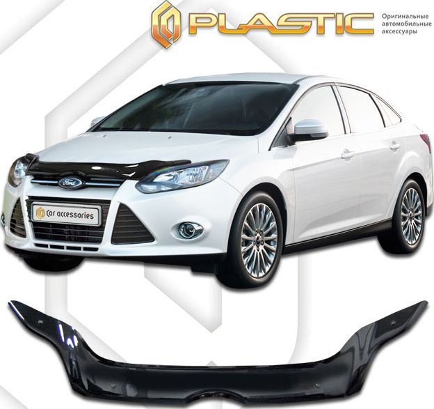 Дефлектор СА Пластик для капота (Classic черный) Ford Focus III седан 2011-2026. Артикул 2010010106287