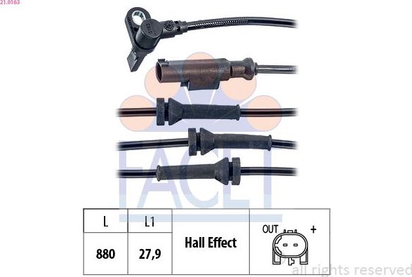 Датчик ABS Facet Made in Italy - OE Equivalent. Артикул 21.0163