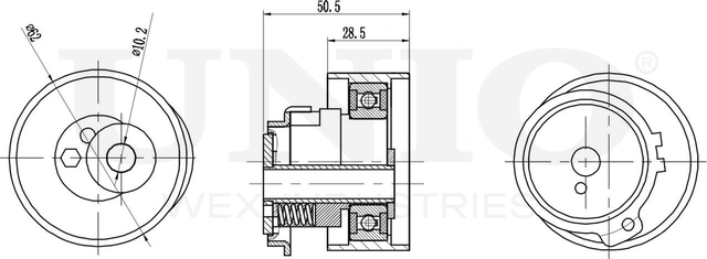 Ролик зубчатого ремня ГРМ натяжной (Unio). Артикул TNS-10176