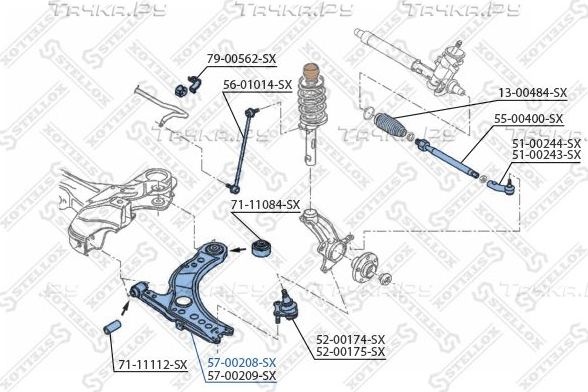Рычаг передней подвески Stellox для Renault 21 1990-1992. Артикул 57-00208-SX