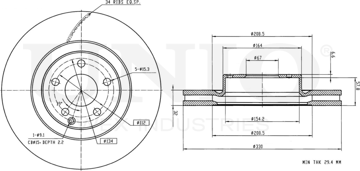 Диск тормозной (Unio). Артикул BRD-20281