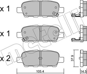 Тормозные колодки Metelli задние для Infiniti QX50 I 2014-2017. Артикул 22-0612-0