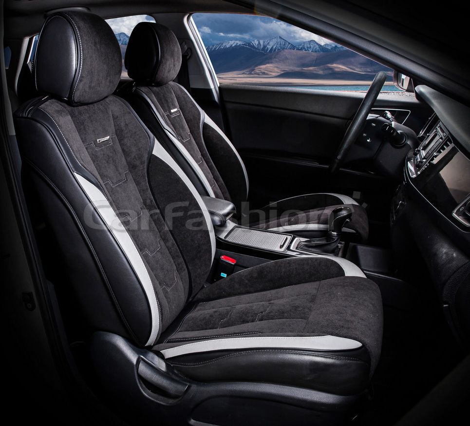 Накидки универсальные CarFashion Smart на передние сидения авто, цвет Черный/Черный/Серый. Артикул 21076