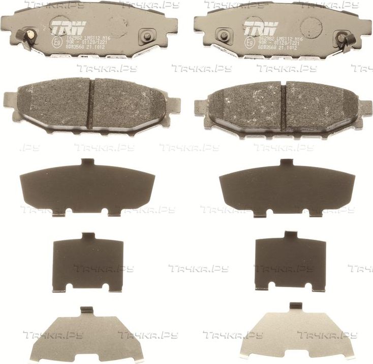 Тормозные колодки TRW задние для Subaru Legacy V 2012-2014. Артикул GDB3568