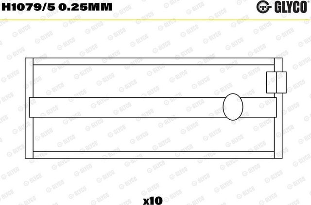 Вкладыши коренные Glyco для Ford Orion I 1983-1986. Артикул H1079/5 0.25mm