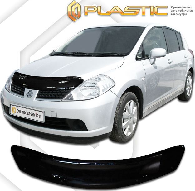 Дефлектор СА Пластик для капота (Classic черный) Nissan Tiida левый руль 2004. Артикул 2010010104337