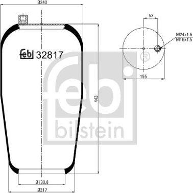 Пневмоподушка (пневморессора) Febi Bilstein. Артикул 32817