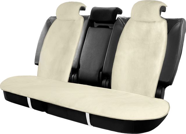 Накидки универсальные Rezkon меховая из 50% нат. овчины с кантом на заднее сидения, цвет Белый. Артикул 8102010110