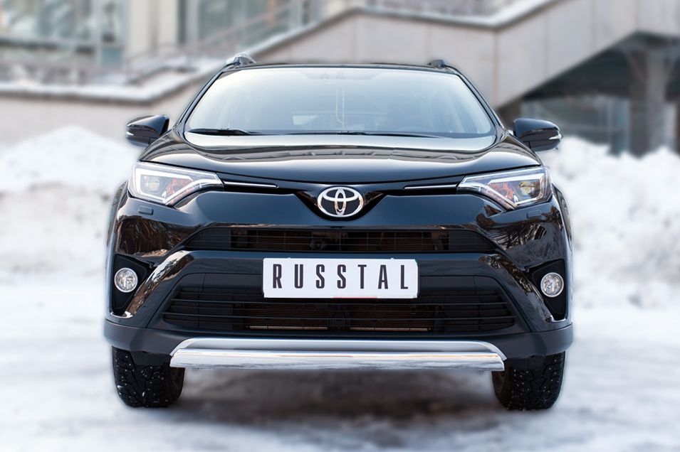 Защита RusStal переднего бампера d75х42 (дуга) для Toyota RAV4 IV 2015-2019. Артикул TR4Z-002195