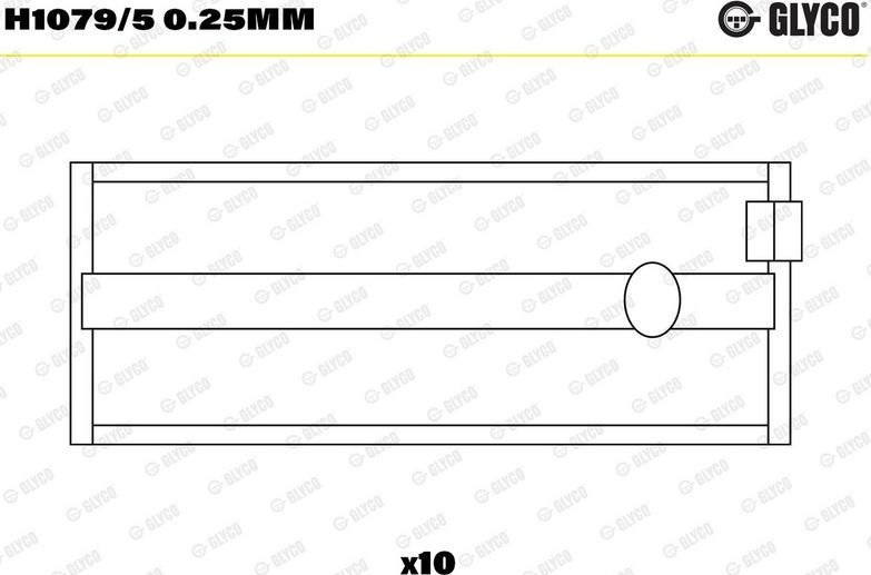 Вкладыши коренные Glyco для Ford Orion I 1983-1986. Артикул H1079/5 0.25mm
