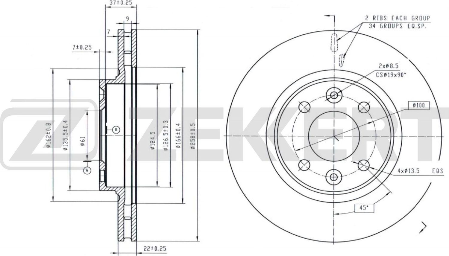 Тормозной диск Zekkert. Артикул BS-5890B