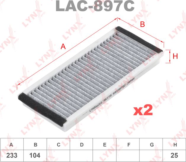 Салонный фильтр LYNXauto для Mazda MPV II (LW) 2002-2006. Артикул LAC-897C