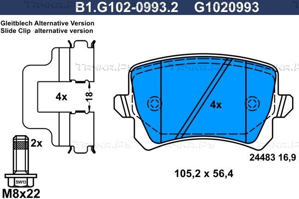 Тормозные колодки Galfer задние для Audi S3 II (8P) 2006-2013. Артикул B1.G102-0993.2