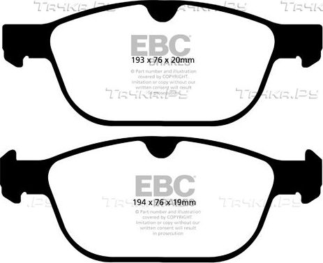 Тормозные колодки EBC Brakes передние для Volvo XC60 I 2008-2017. Артикул DP62018