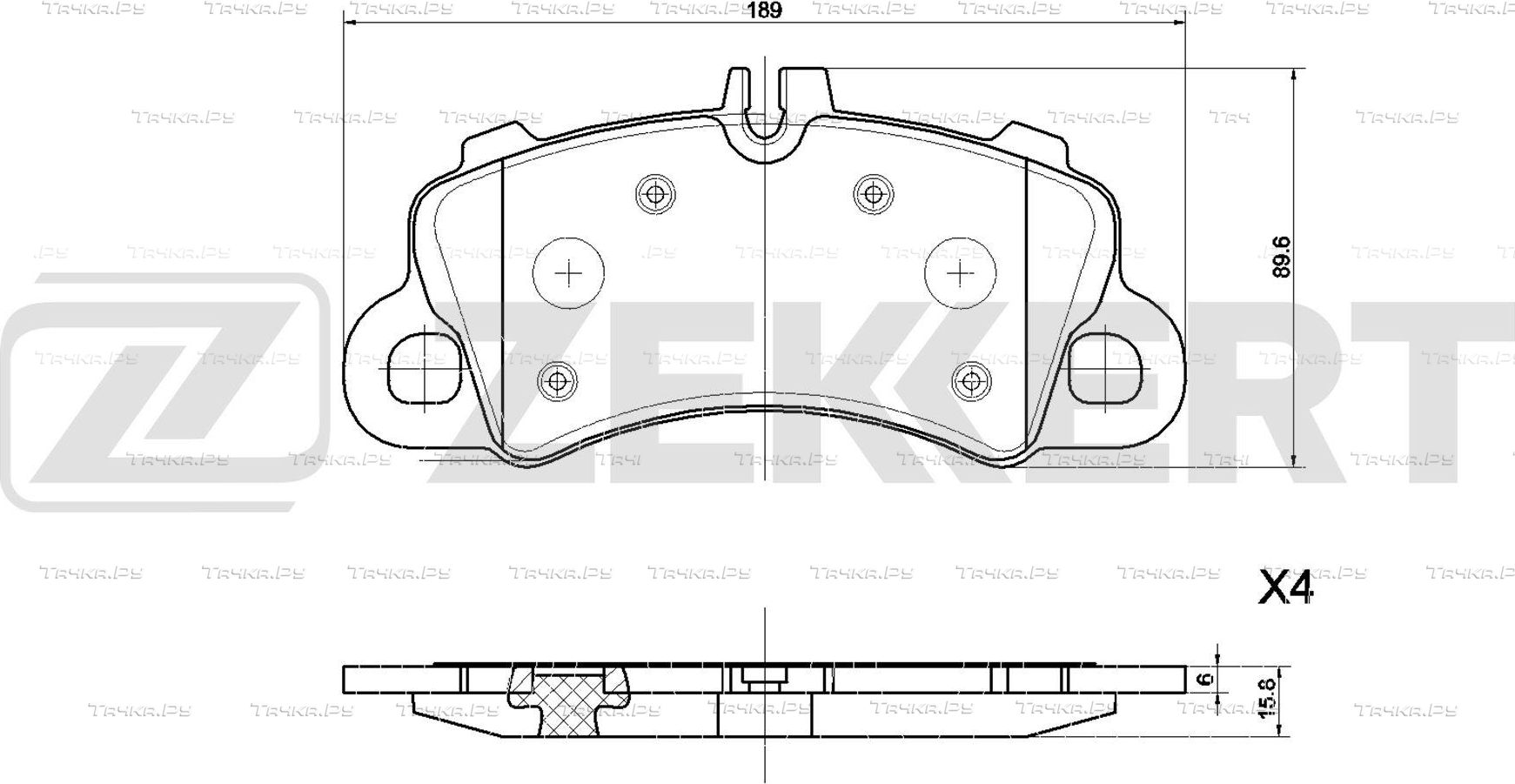 Тормозные колодки Zekkert передние для Porsche Cayenne III 2017-2026. Артикул BS-1334