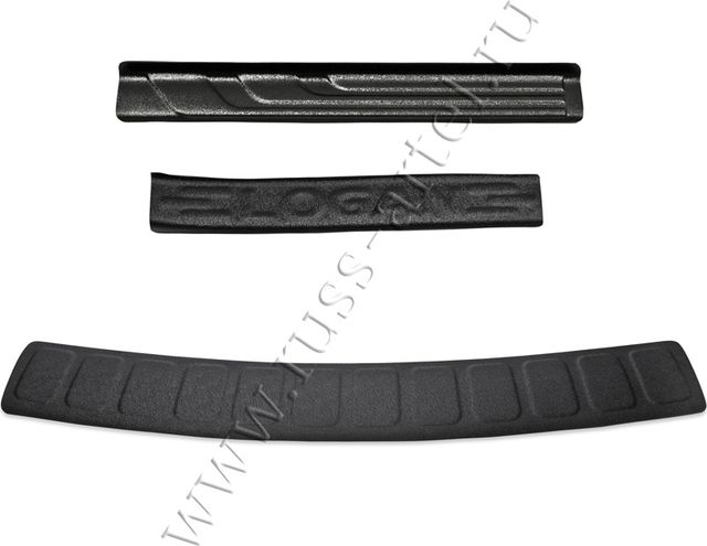 Защитный комплект №3 Русская Артель (накладки на пороги дверей и задний бампер) для Renault Logan I 2004-2009. Артикул ZKR-189602