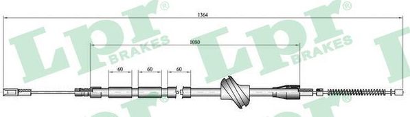 Трос ручника (тросик ручного тормоза) LPR. Артикул C0042B