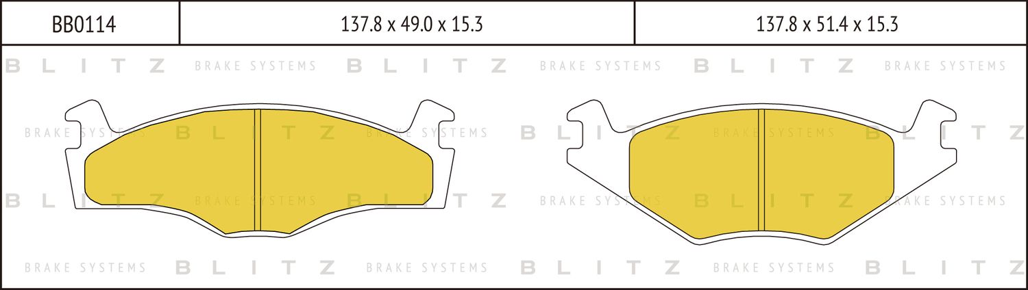 Колодки тормозные VW GOLF 2/JETTA/PASSAT 83 перед. (Blitz). Артикул BB0114