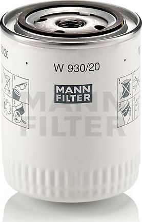 Масляный фильтр Mann-Filter для Carbodies FX4 1986-1989. Артикул W 930/20