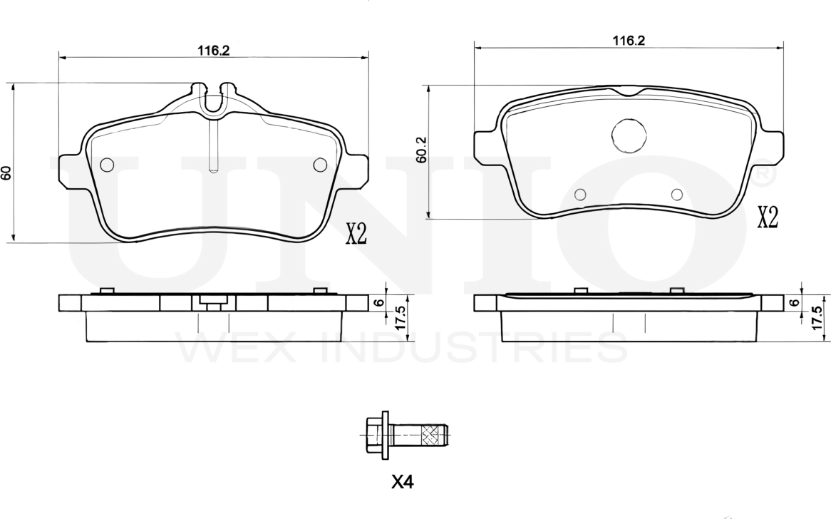 Колодки тормозные дисковые, комплект (Unio). Артикул BRP-20294