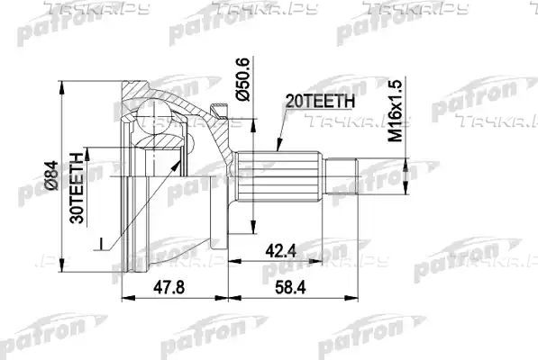 Шрус наружный (граната) Patron для Skoda Fabia I 1999-2008. Артикул PCV1403