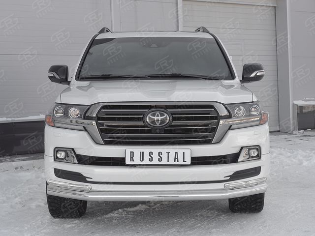 Защита RusStal переднего бампера d76 секции-d42 уголки для Toyota Land Cruiser 200 Excalibur 2017-2021. Артикул TLCZ-002905