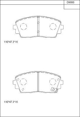Тормозные колодки Asimco. Артикул KD9000