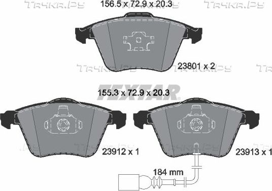 Тормозные колодки Textar Q+ передние для Volkswagen Passat CC I 2008-2012. Артикул 2380101